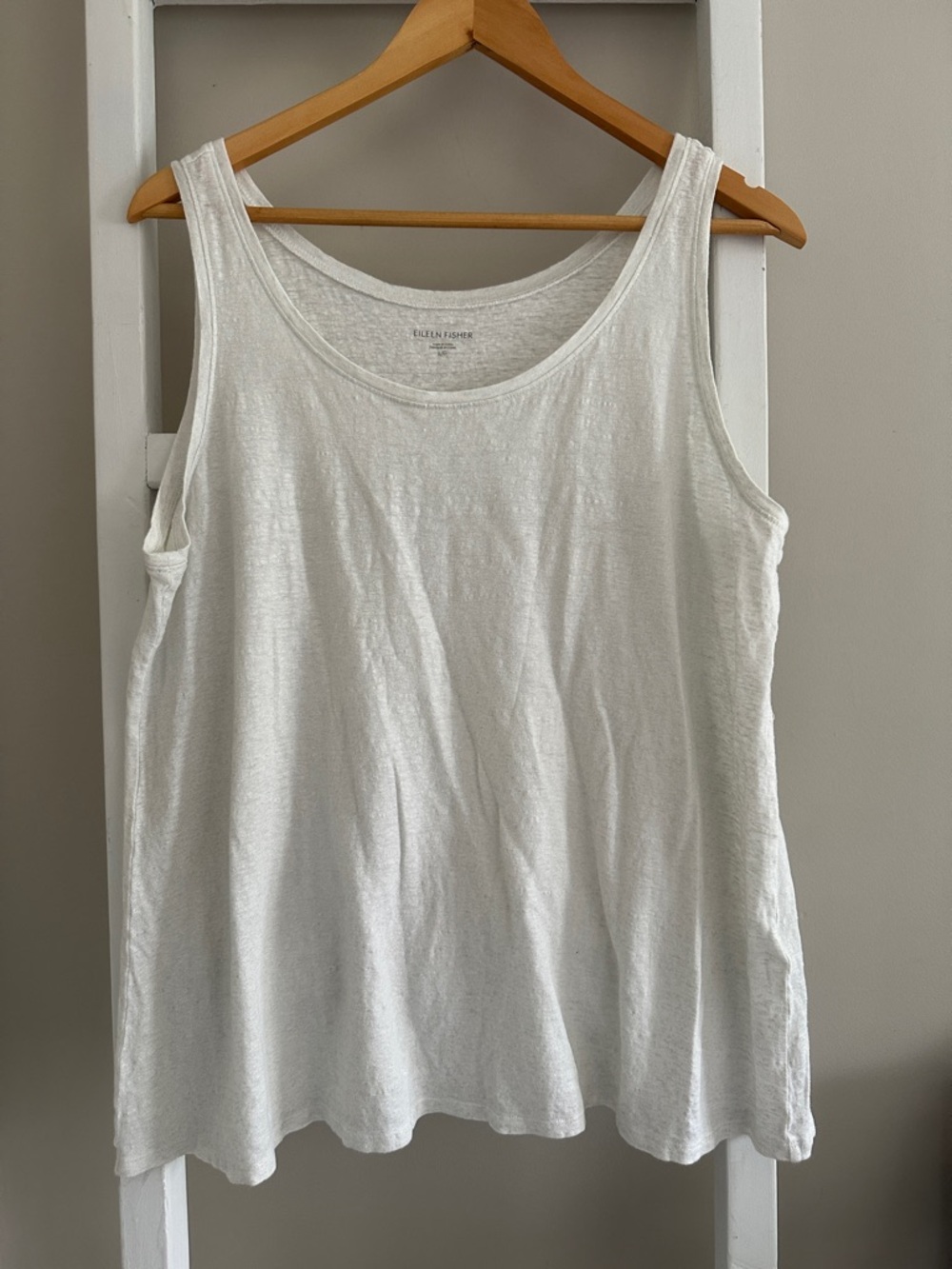 Eileen Fisher Organic Linen Scoop Neck Tank Top with Metallic Threads